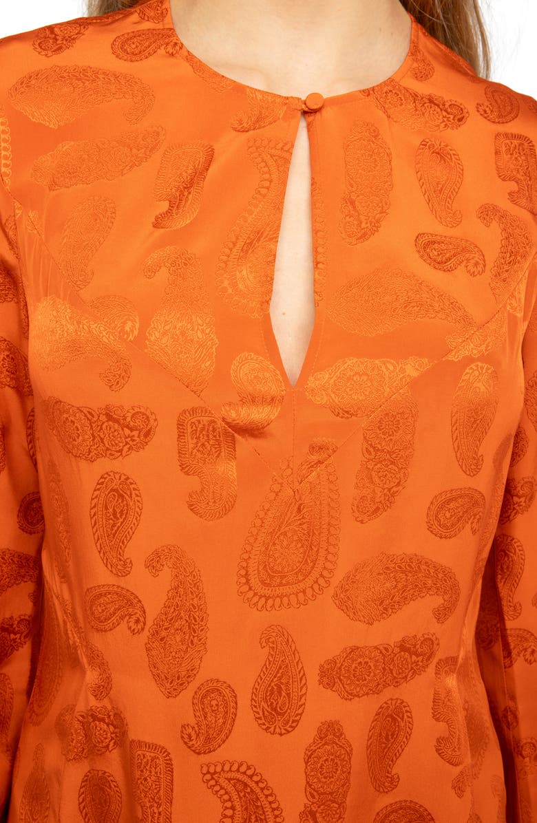 Zadig & Voltaire Randon Paisley Silk Midi Dress, Alternate, color, Tangerine