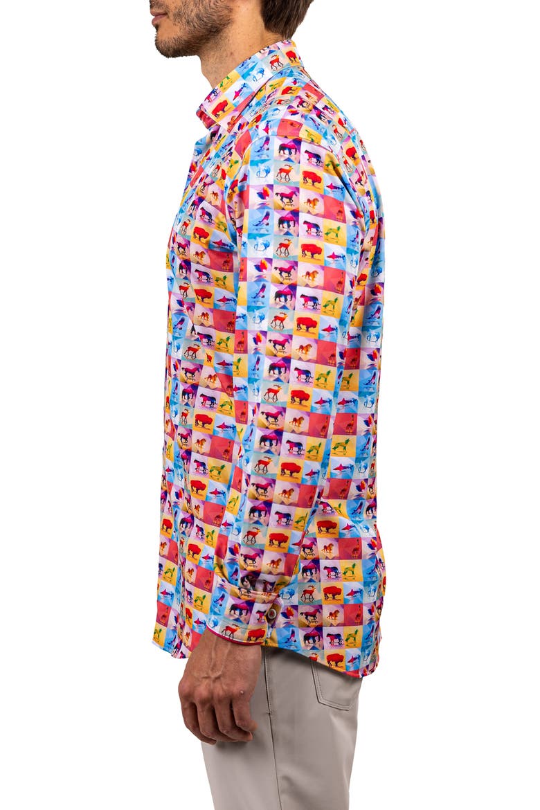 Fibonacci Stretch Ascension 3307 Contemporary Fit Button-Up Shirt, Alternate, color, PINK MULTI