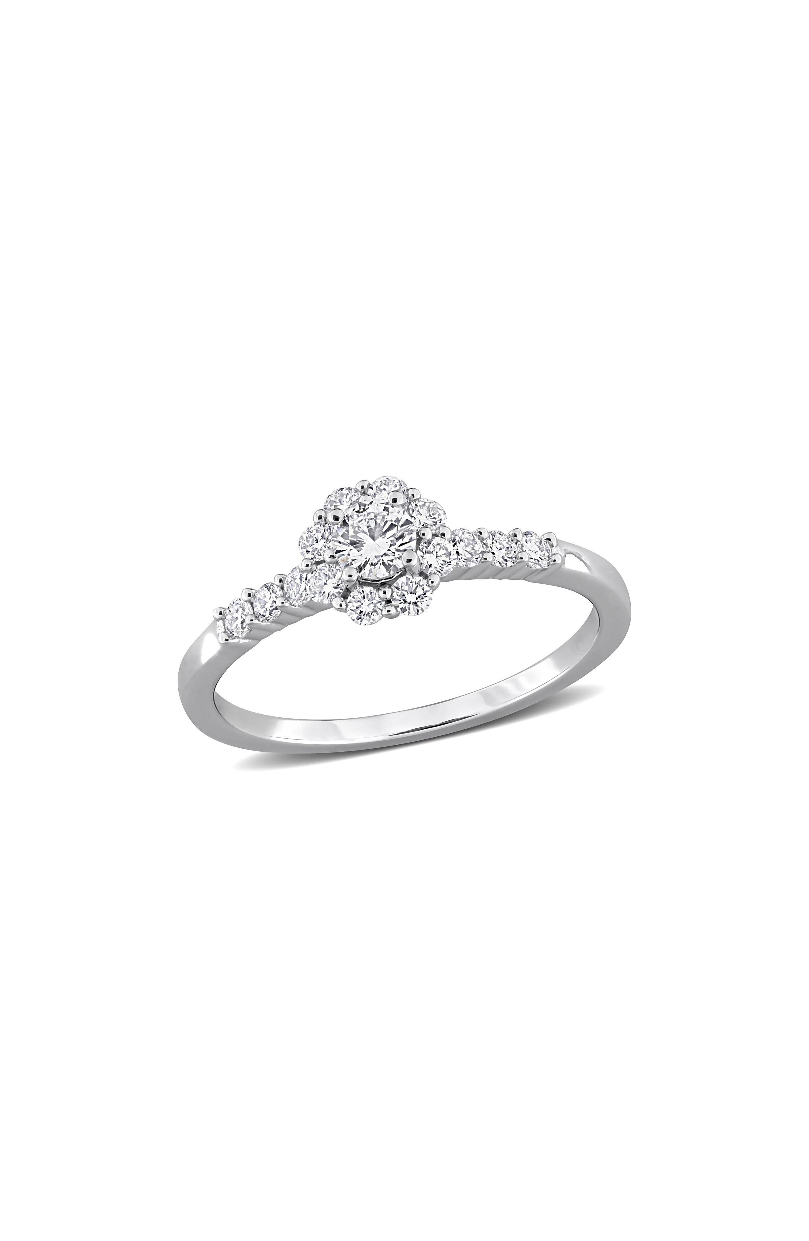 Created Forever Sterling Silver Lab Grown Diamond Halo Ring