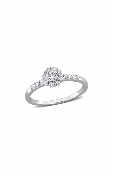 Created Forever Sterling Silver Lab Grown Diamond Halo Ring