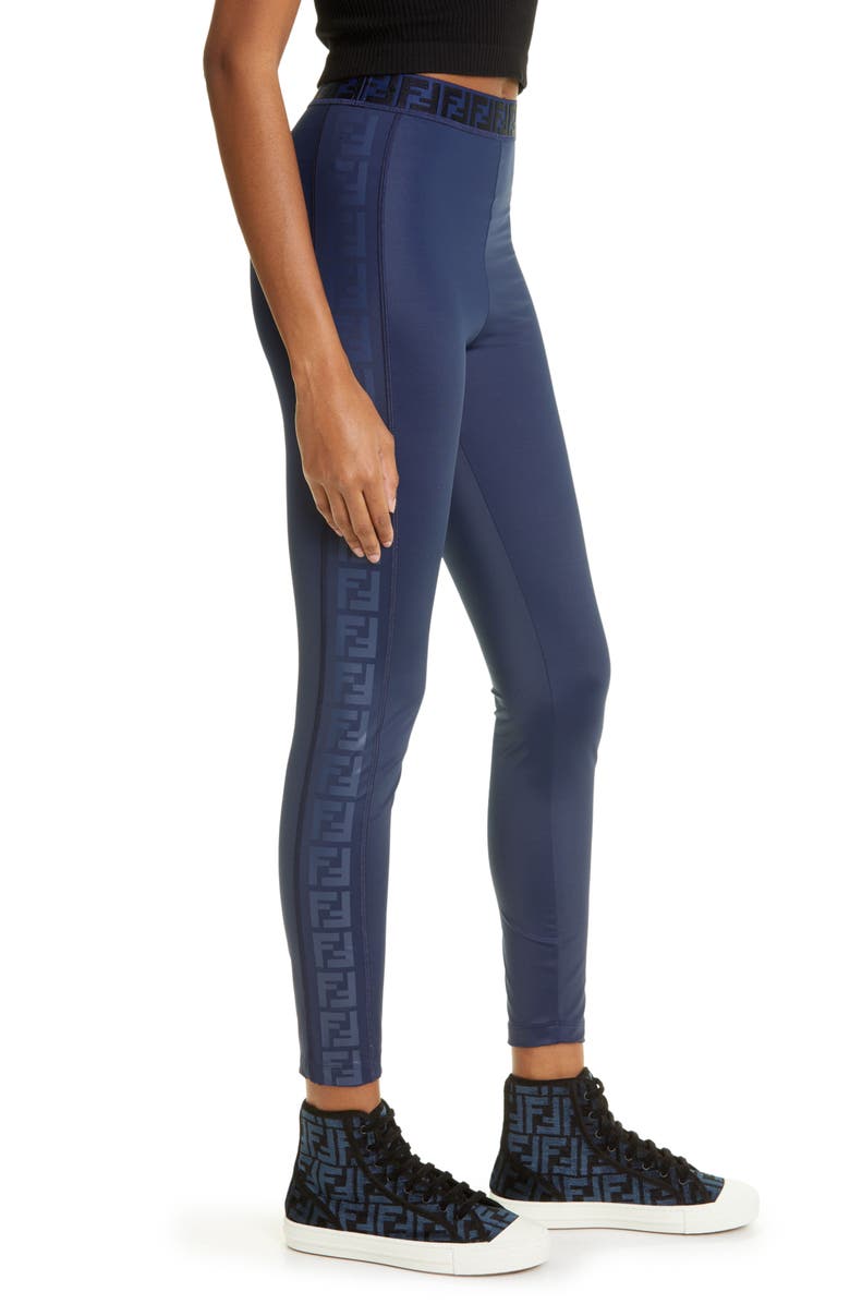 Fendi FF Logo Leggings, Alternate, color, 