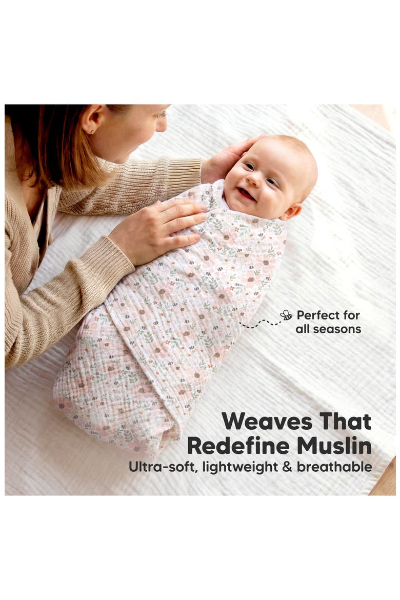 3-Pack Lyra Muslin Swaddle Blankets, Alternate, color, Flora Vale