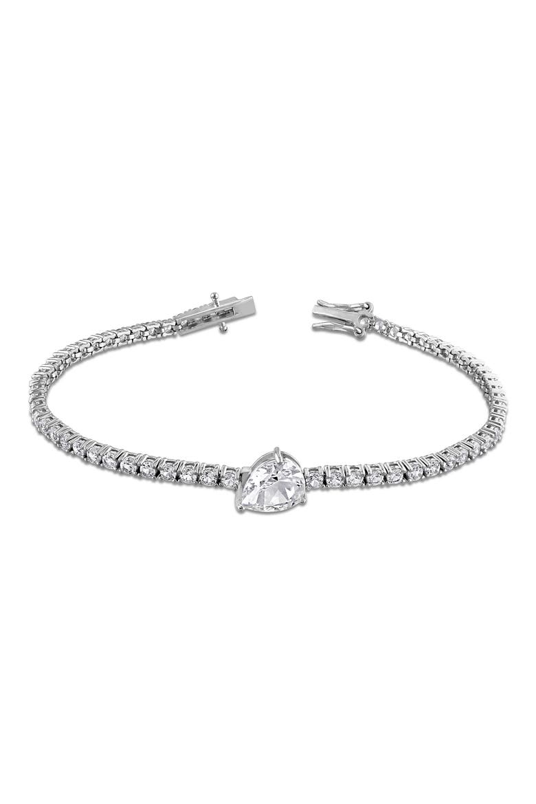 Lab-Grown White Sapphire Tennis Bracelet, Alternate, color, WHITE