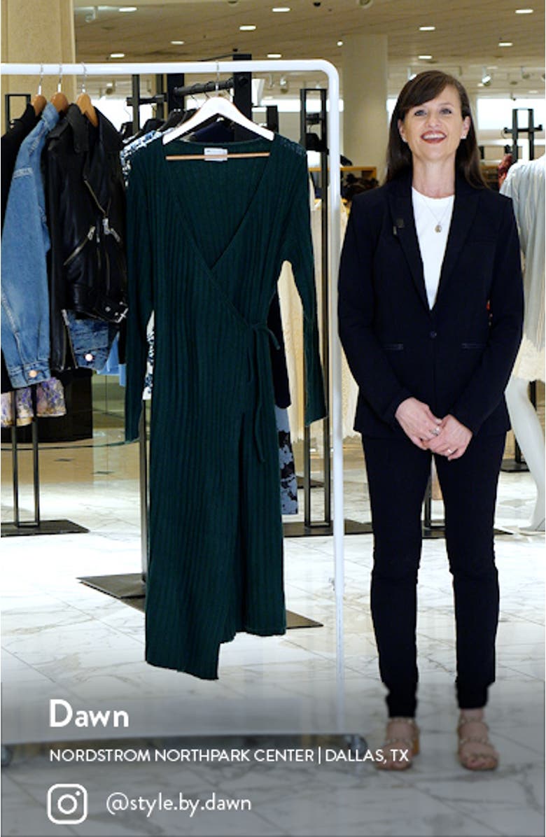 Curve Long Sleeve Midi Wrap Sweater Dress, sales video thumbnail