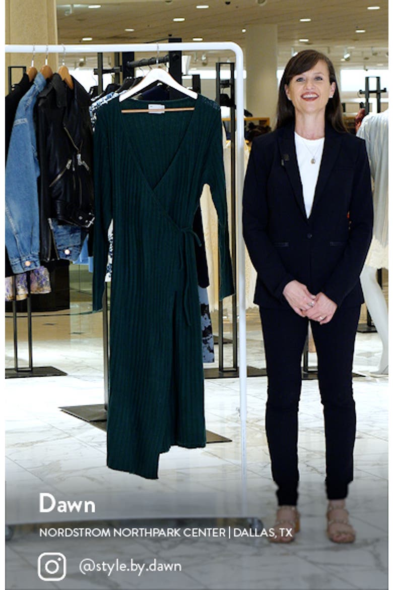 Curve Long Sleeve Midi Wrap Sweater Dress video