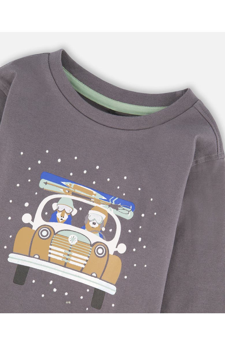 Deux par Deux Long Sleeve Organic Cotton Jersey Tee, Alternate, color, Dark Gray