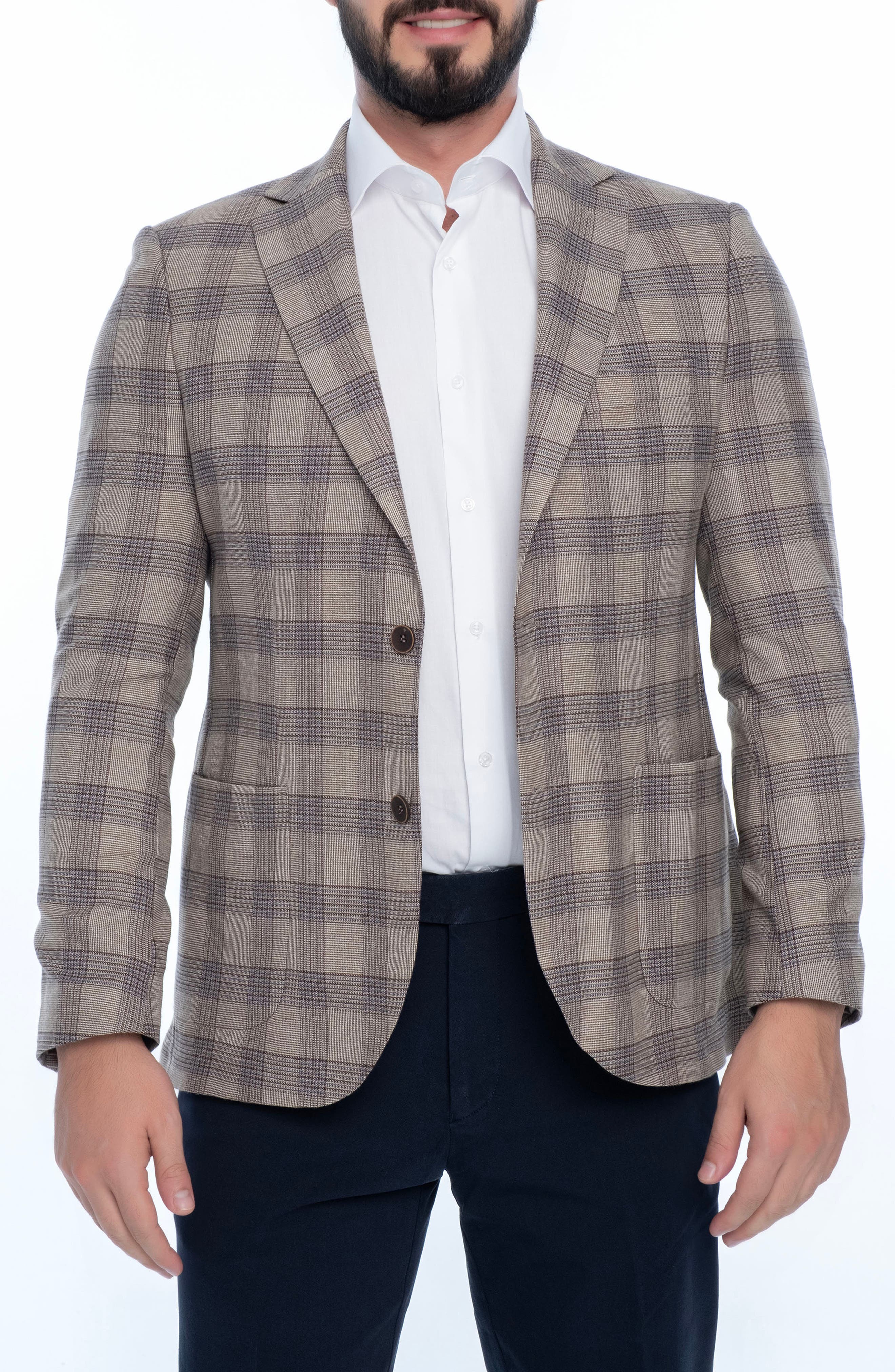 VELLAPAIS Plaid Sport Coat