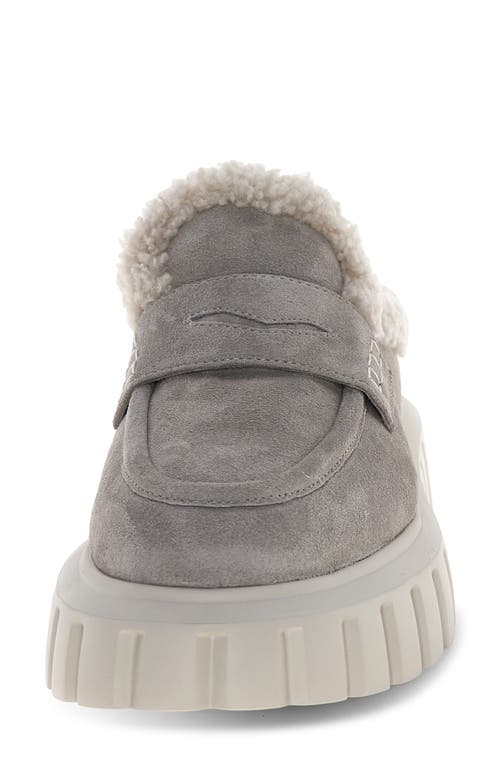 Voile Blanche Grenelle Genuine Shearling Platform Mule In Gray