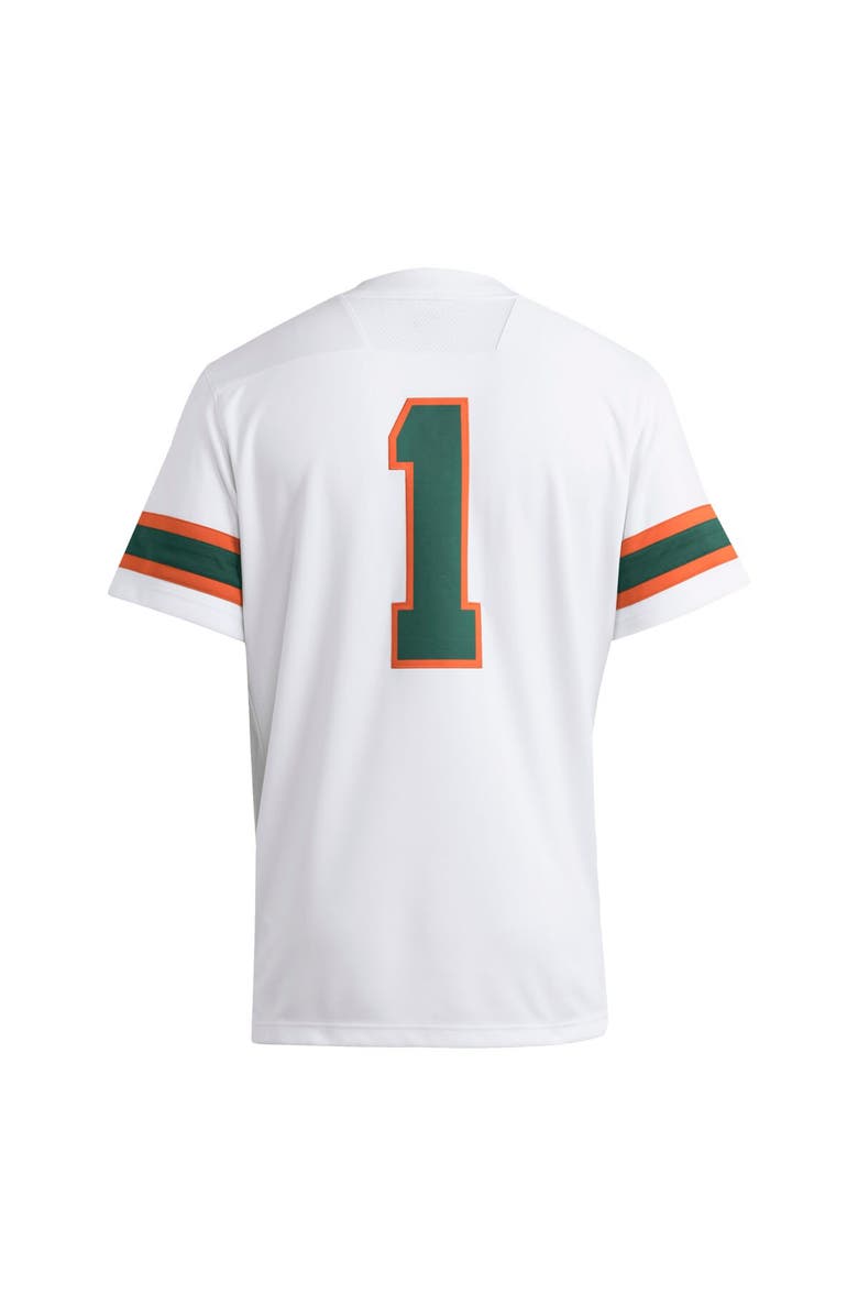 adidas Men's adidas #1 White Miami Hurricanes Premier Jersey, Alternate, color, White
