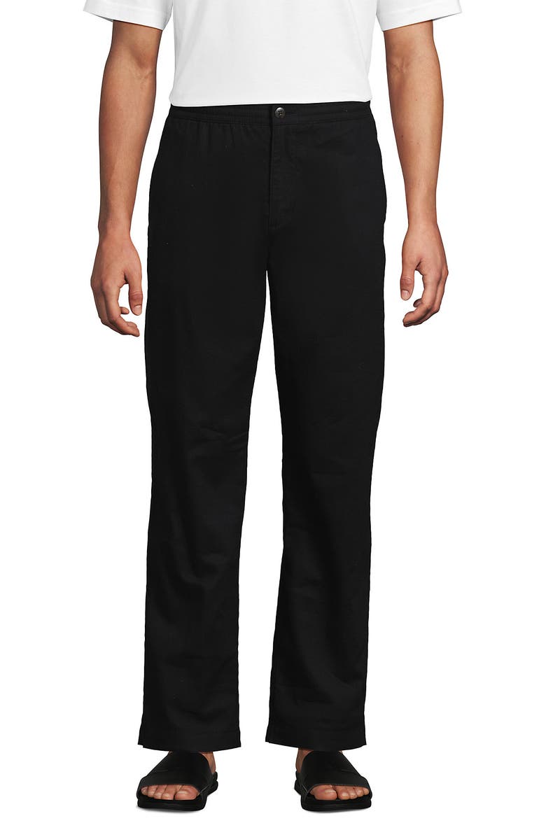 Lands' End Linen Cotton E-Waist Pant, Main, color, Black