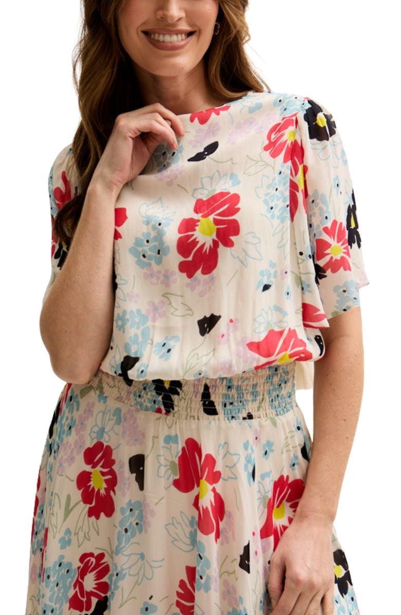 LILY AND LIONEL Galaxy Cowl Neck Poppy Print Midi Dress, Alternate, color, Open Miscellaneous