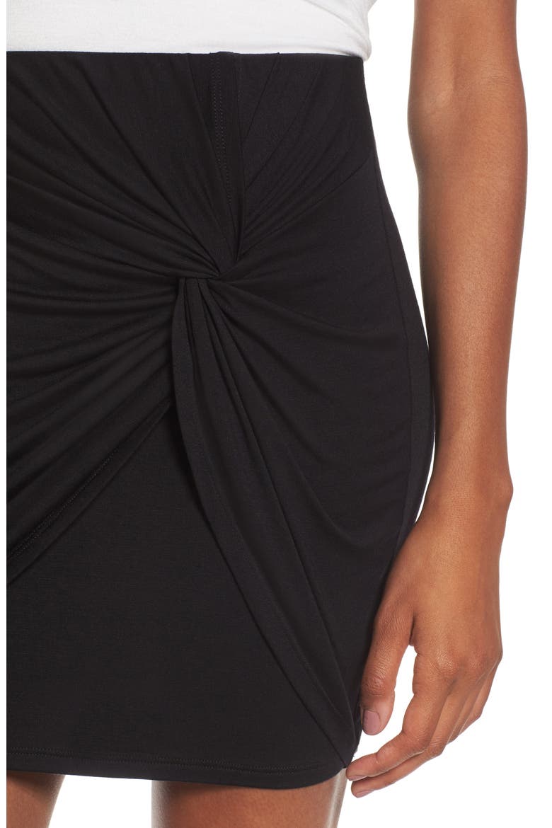 Knot Front Miniskirt, Alternate, color, BLACK
