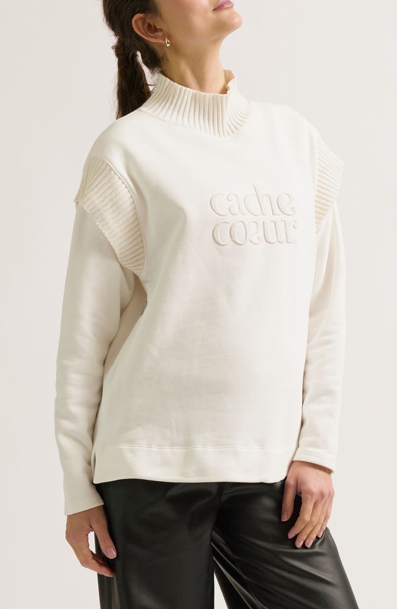Cache Coeur Harper Maternity & Nursing Sweatshirt, Alternate, color, Ivory