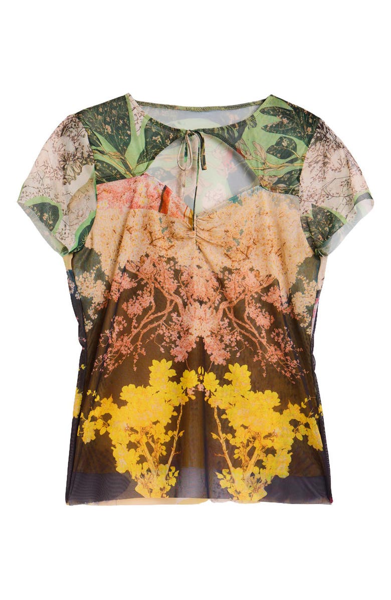 Desigual Cutout Mesh T-Shirt, Alternate, color, 