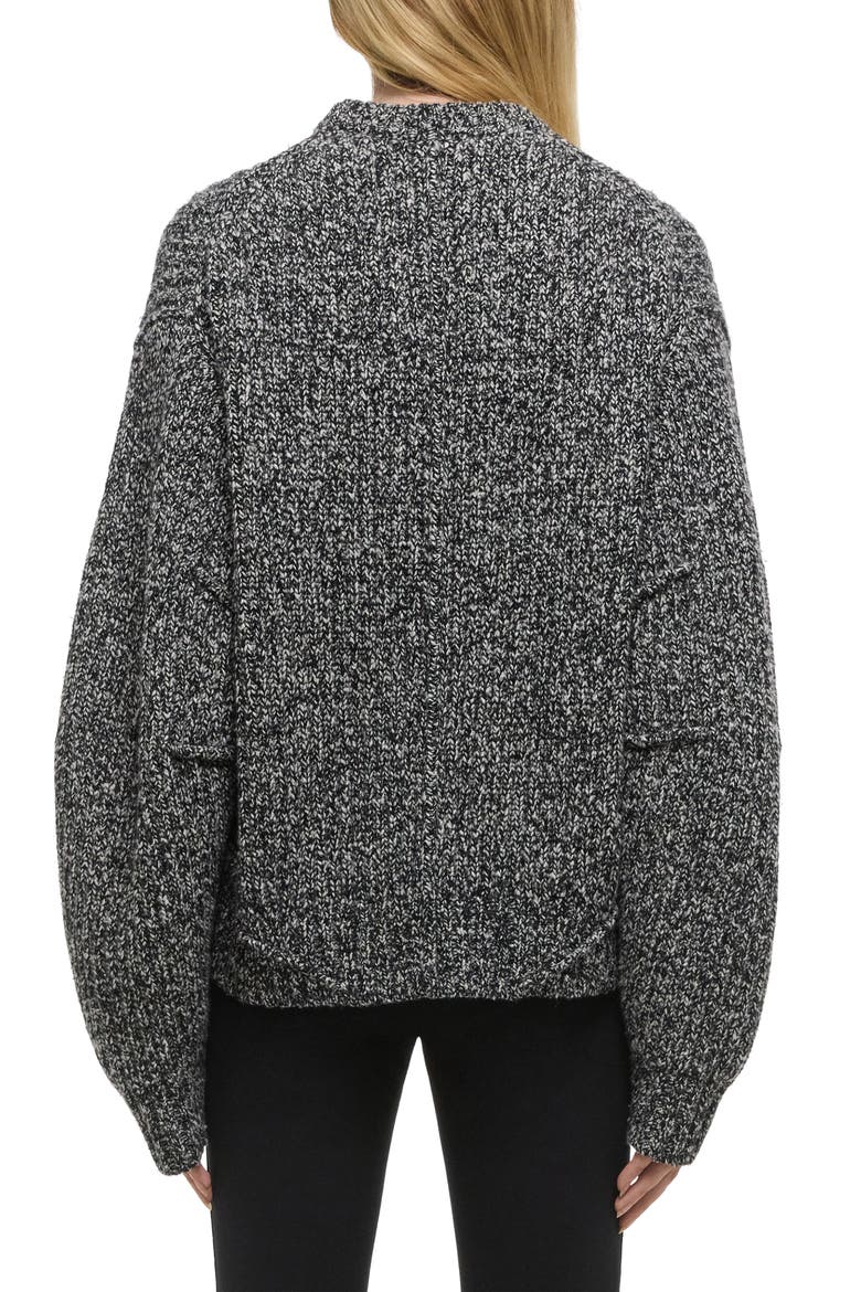 Marled Wool Blend Zip-Up Cardigan, Alternate, color, BLACK/ WHITE MARL