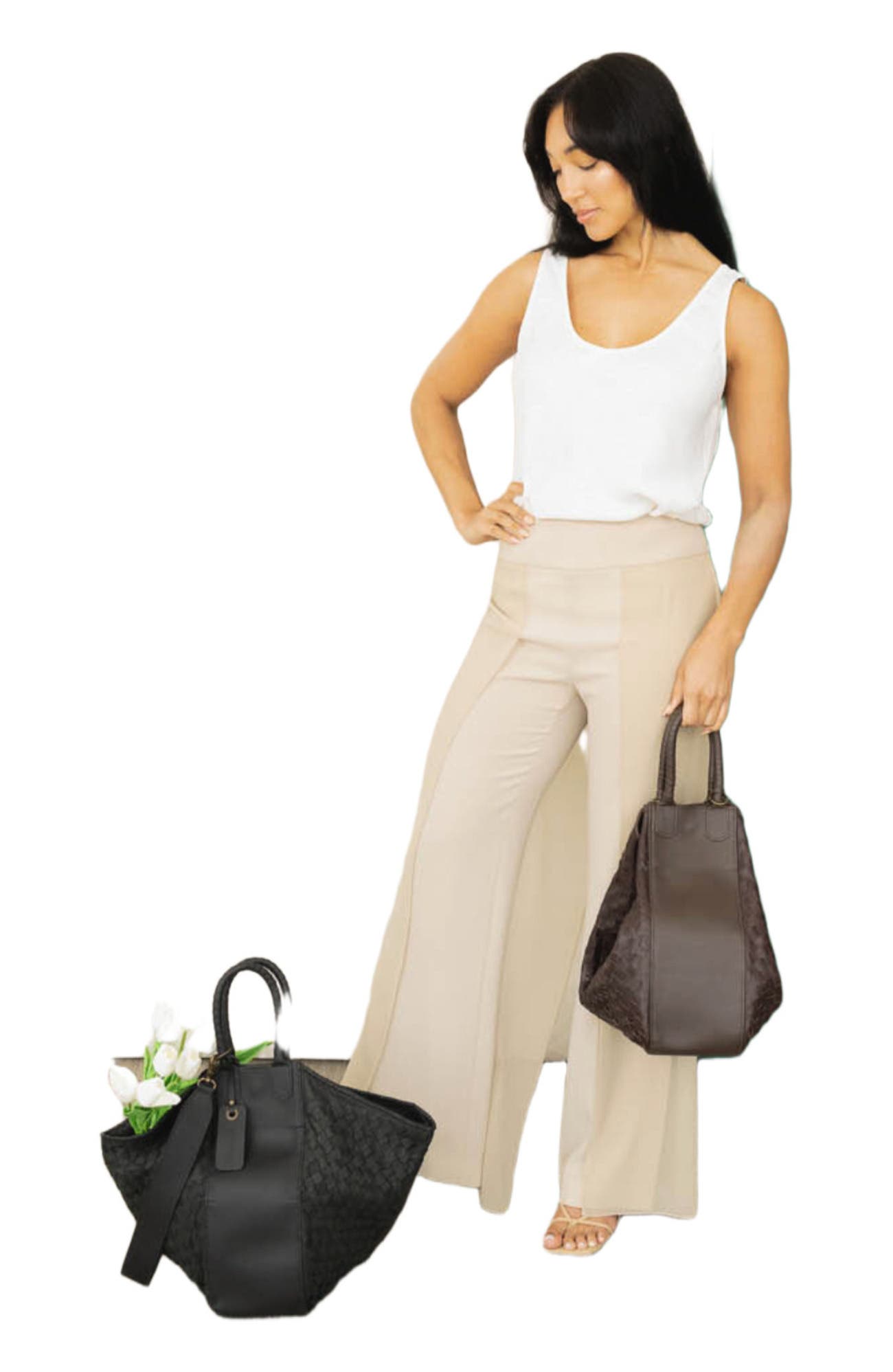 Deux Mains All Day Leather Tote, Alternate, color, Black