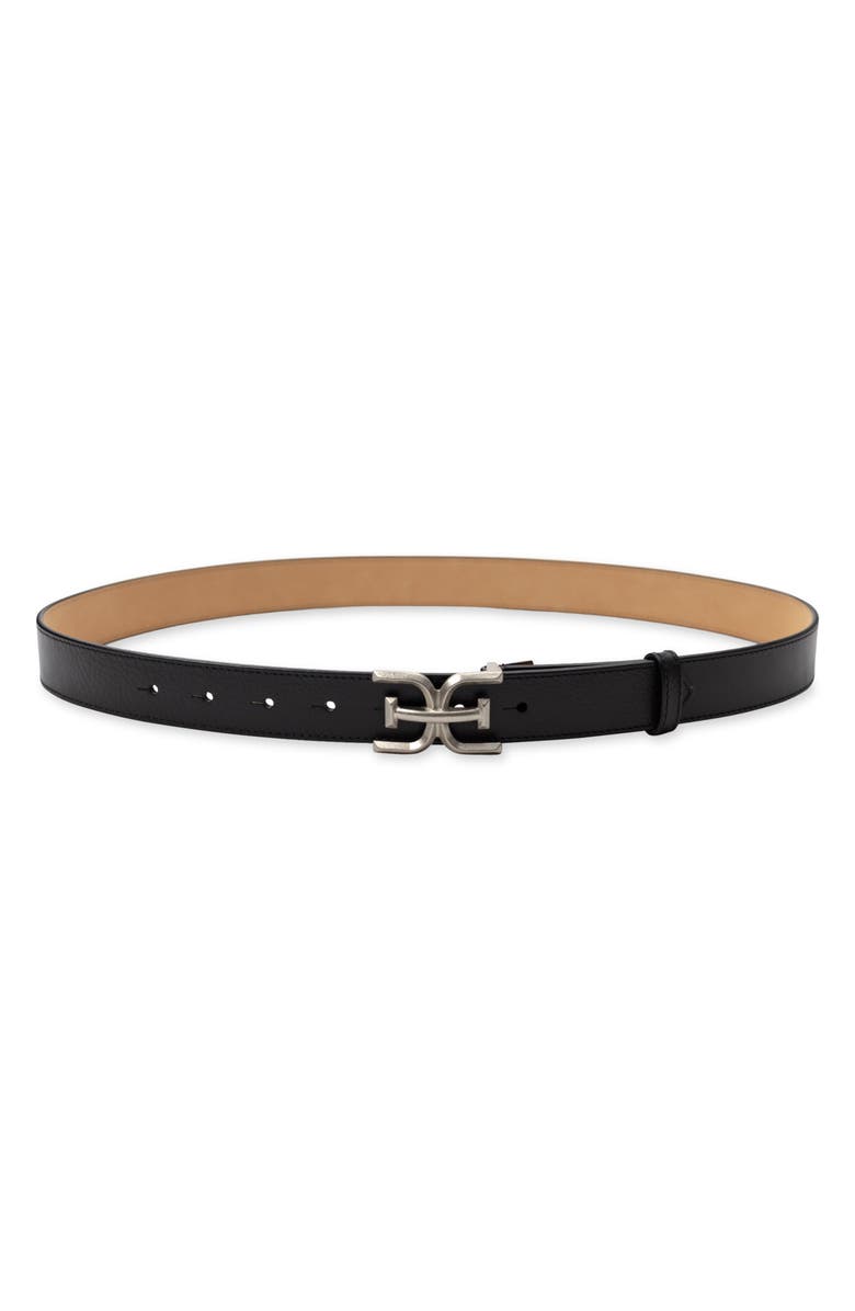 Sam Edelman Logo Buckle Leather Belt, Main, color, Black