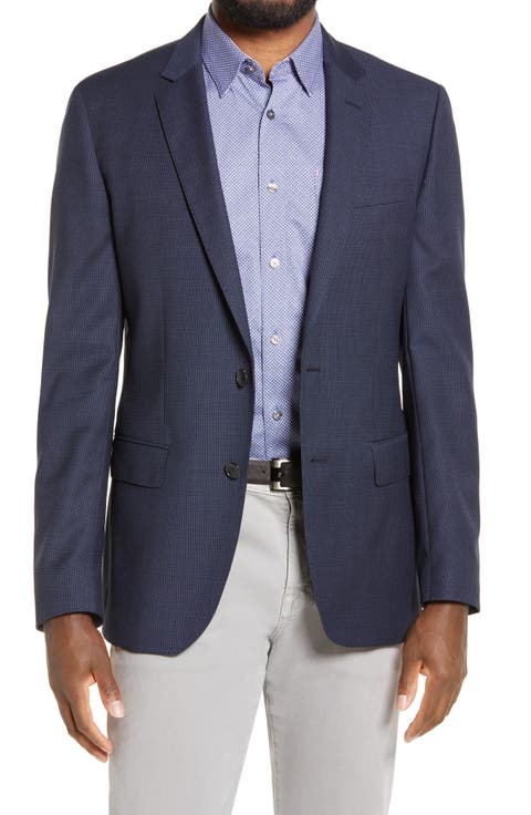 Huge Slim Fit Microcheck Wool Blazer
