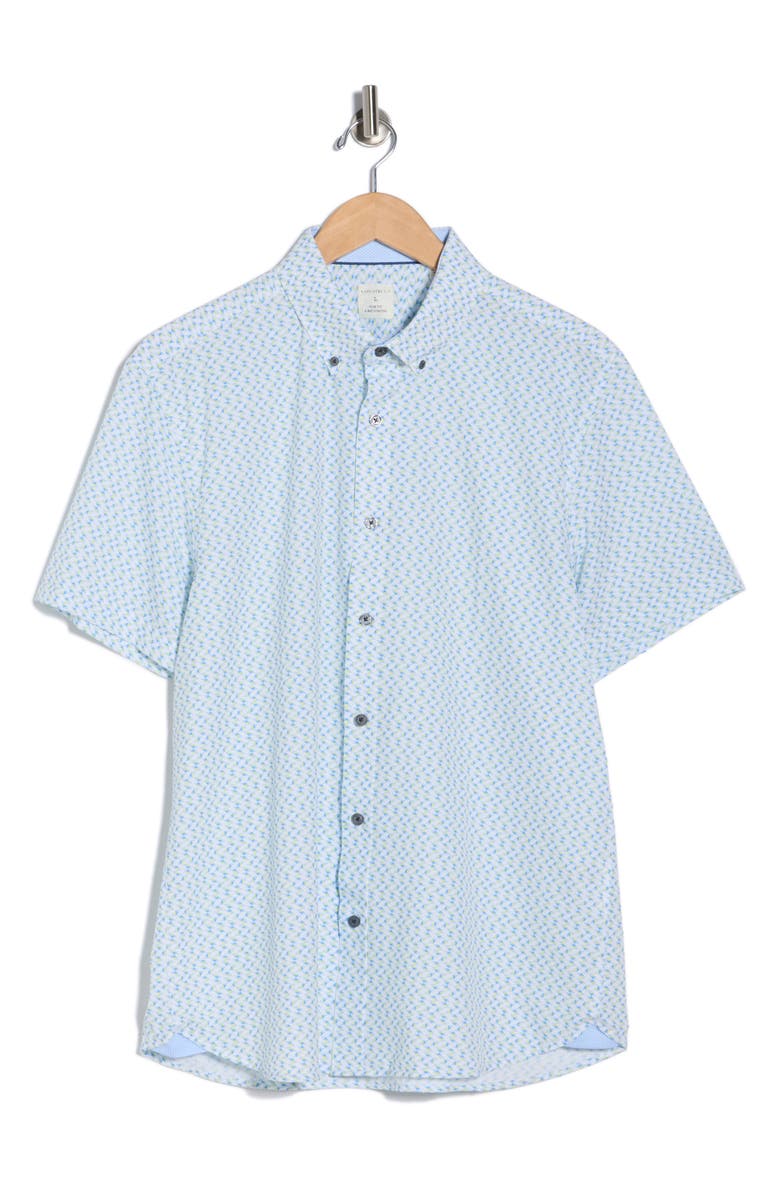 CONSTRUCT Slim Fit Zigzag Short Sleeve Button-Down Shirt, Alternate, color, 