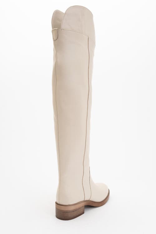 Forever & Always Shoes Petya Leather Over The Knee Boot In Neutral