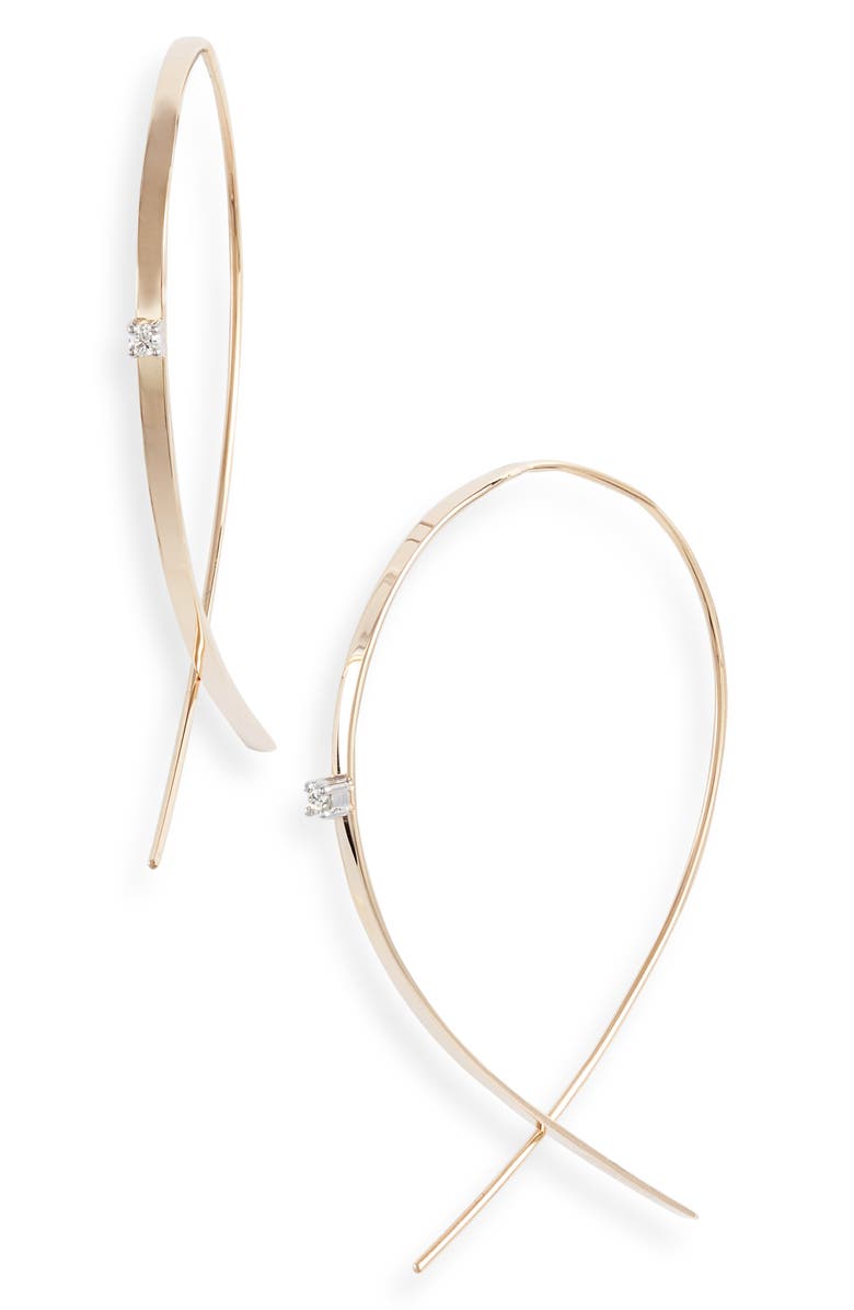 LANA 14K Gold Small Upside Down Diamond Hoop Earrings, Alternate, color, Yellow Gold