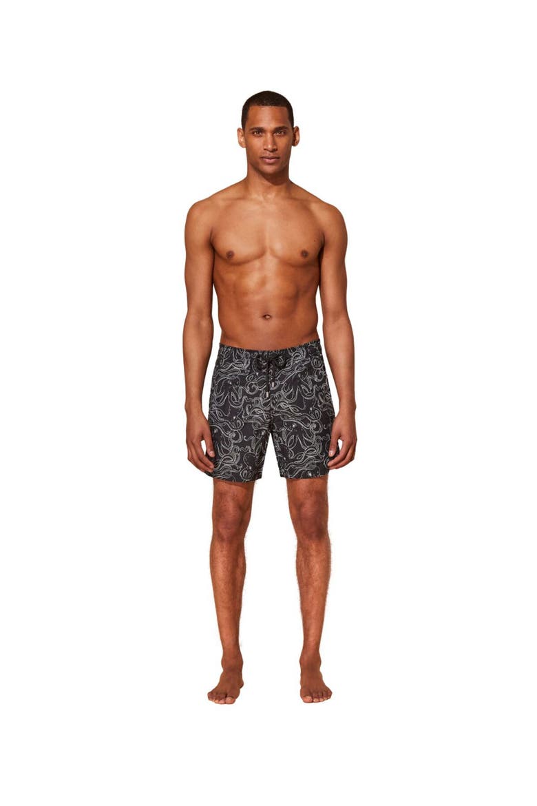 Men's Black Octopus Swim Trunks, Main, color, NOIR