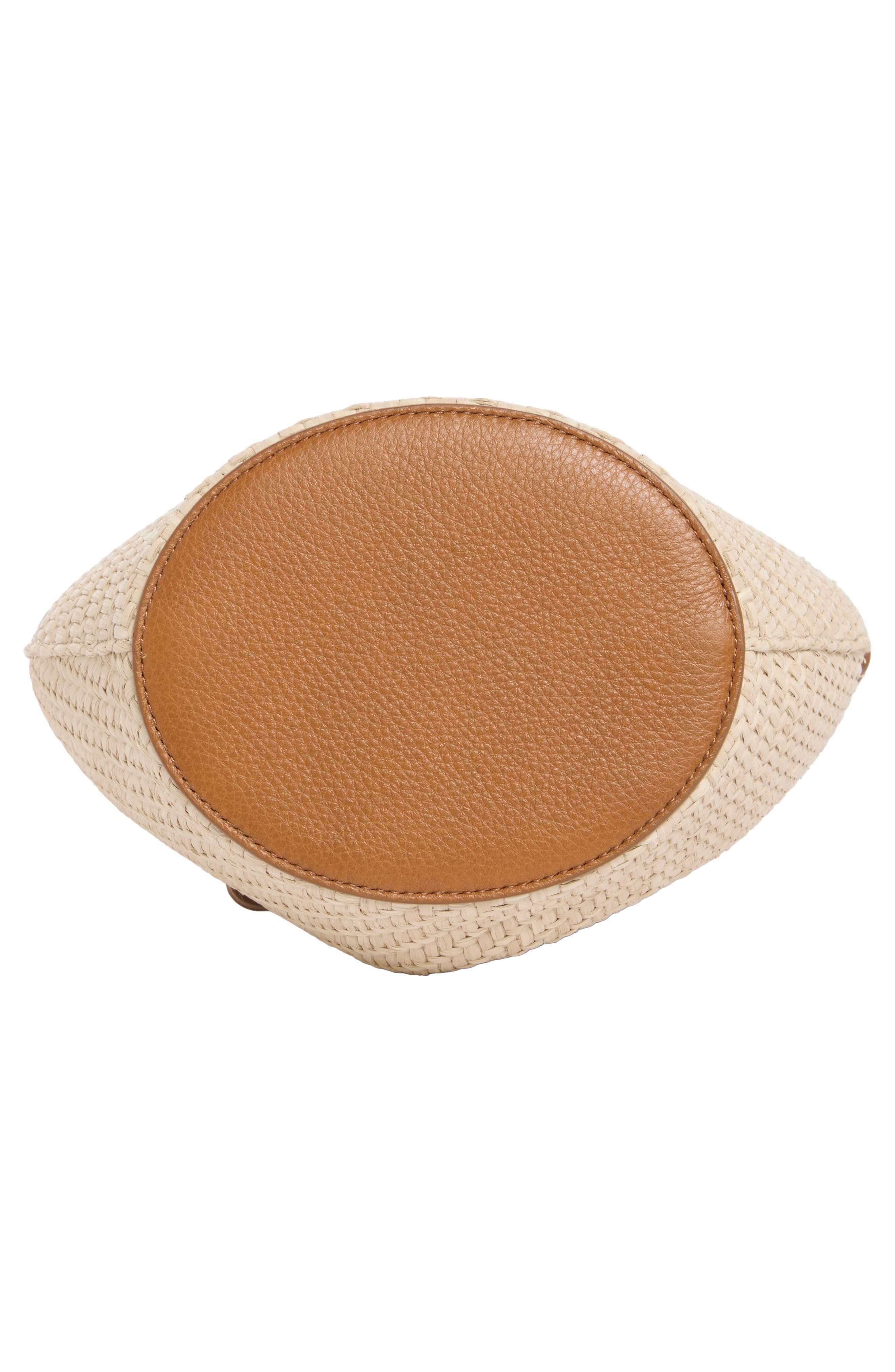 LIFFNER Mini Belted Raffia Bucket Bag, Alternate, color, Beige