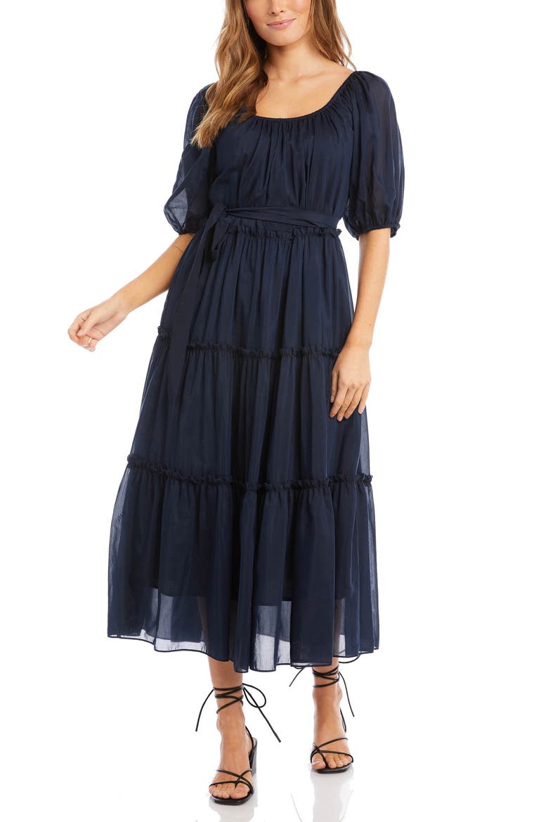 Puff Sleeve Dress, Alternate, color, NAVY