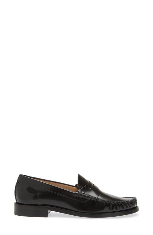 Stuart Weitzman Lottie Penny Loafer In Black Leather