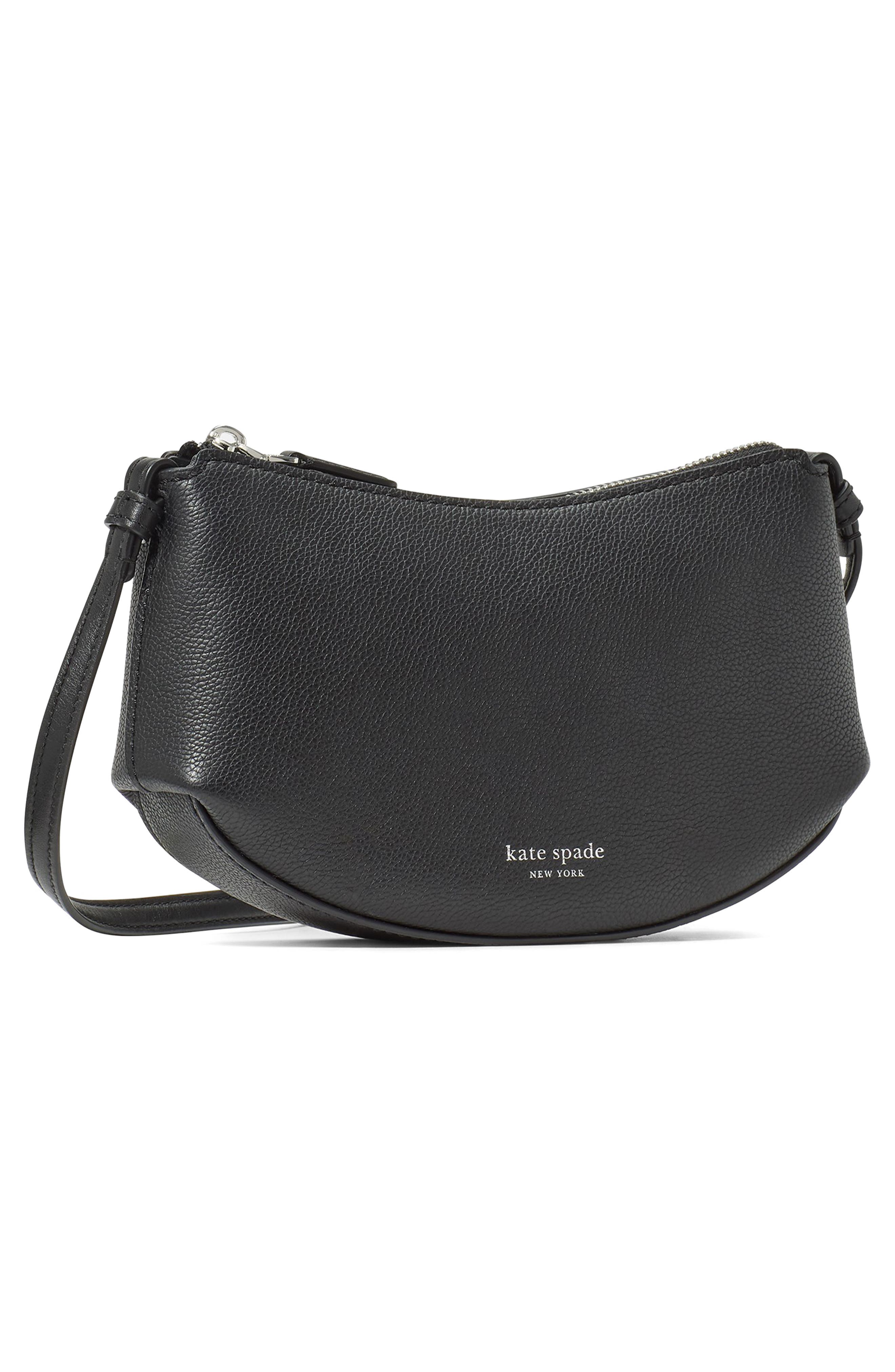 Kate Spade New York loop pebble leather crossbody bag, Alternate, color, Black