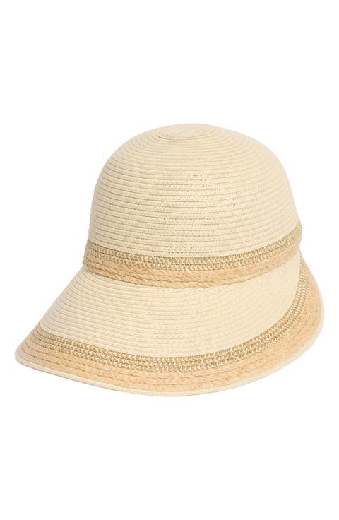 Metallic Raffia Straw Reader Hat