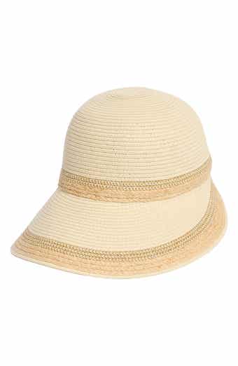 Calvin Klein Metallic Raffia Straw Reader Hat