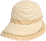 Calvin Klein Metallic Raffia Straw Reader Hat