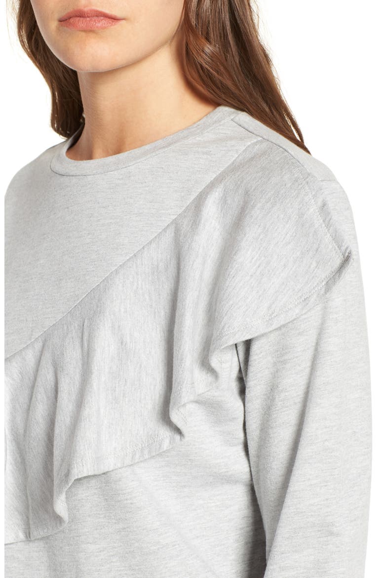Ruffle Front Sweatshirt, Alternate, color, HEATHER GREY