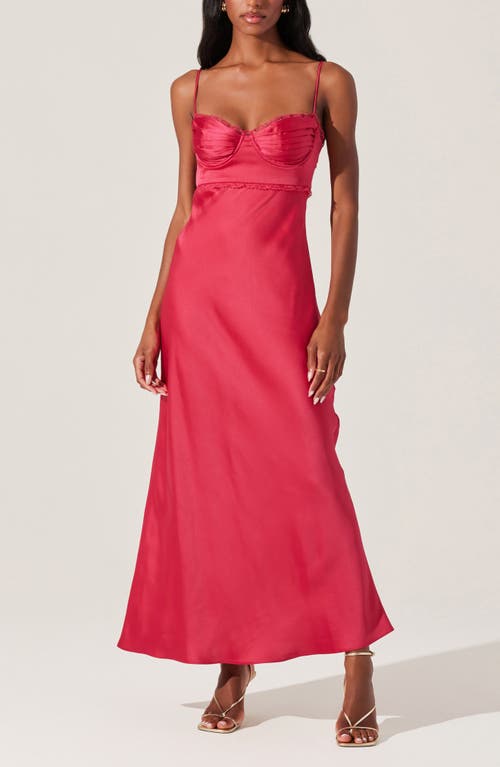 Astr The Label Florianne Lace Trim Satin Slipdress In Berry