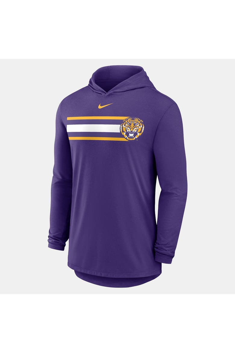 Men's Nike Purple LSU Tigers Primetime Pattern Tri-Blend Dri-FIT Long Sleeve Hooded T-Shirt, Alternate, color, Purple