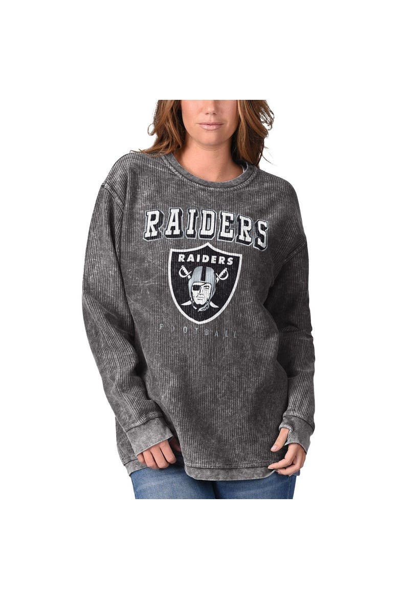 Women's G-III 4Her by Carl Banks Black Las Vegas Raiders Comfy Cord Pullover Sweatshirt, Main, color, Black