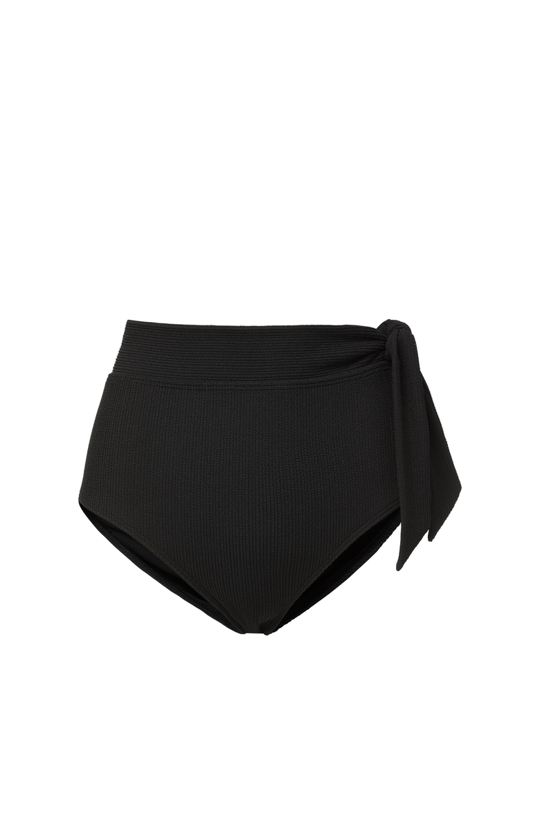 Change of Scenery Side Tie High Waist Bikini Bottom with Full Coverage, Main, color, Black Texture