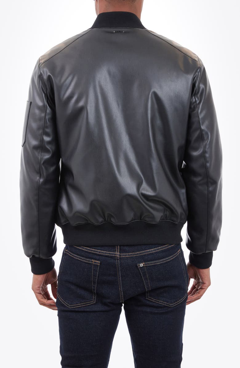 Michael Kors Keith Faux Leather Bomber Jacket, Alternate, color, Black