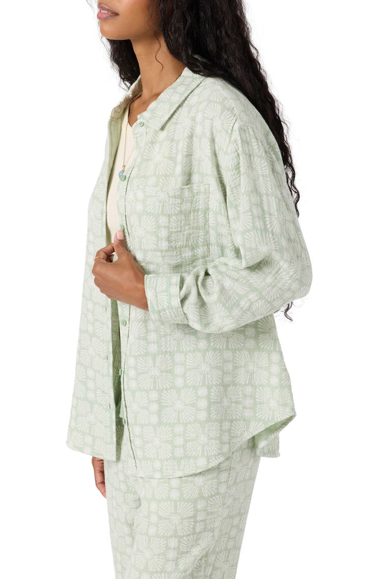 Leni Geo Print Oversize Crinkle Button-Up Shirt, Alternate, color, SEAFOAM