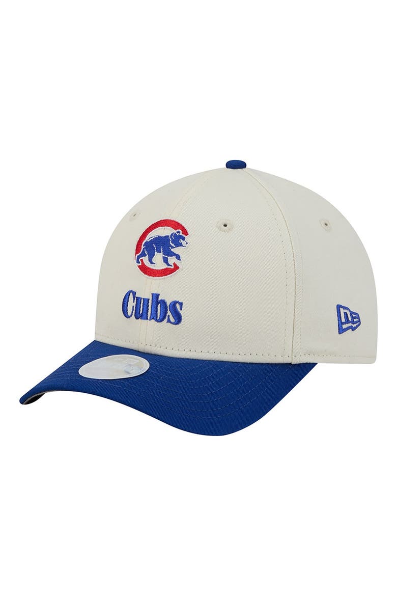 Women's New Era Cream/Royal Chicago Cubs Primary 9FORTY M-Crown Adjustable Hat, Main, color, Cream