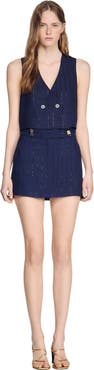 SANDRO Striped sequin skort