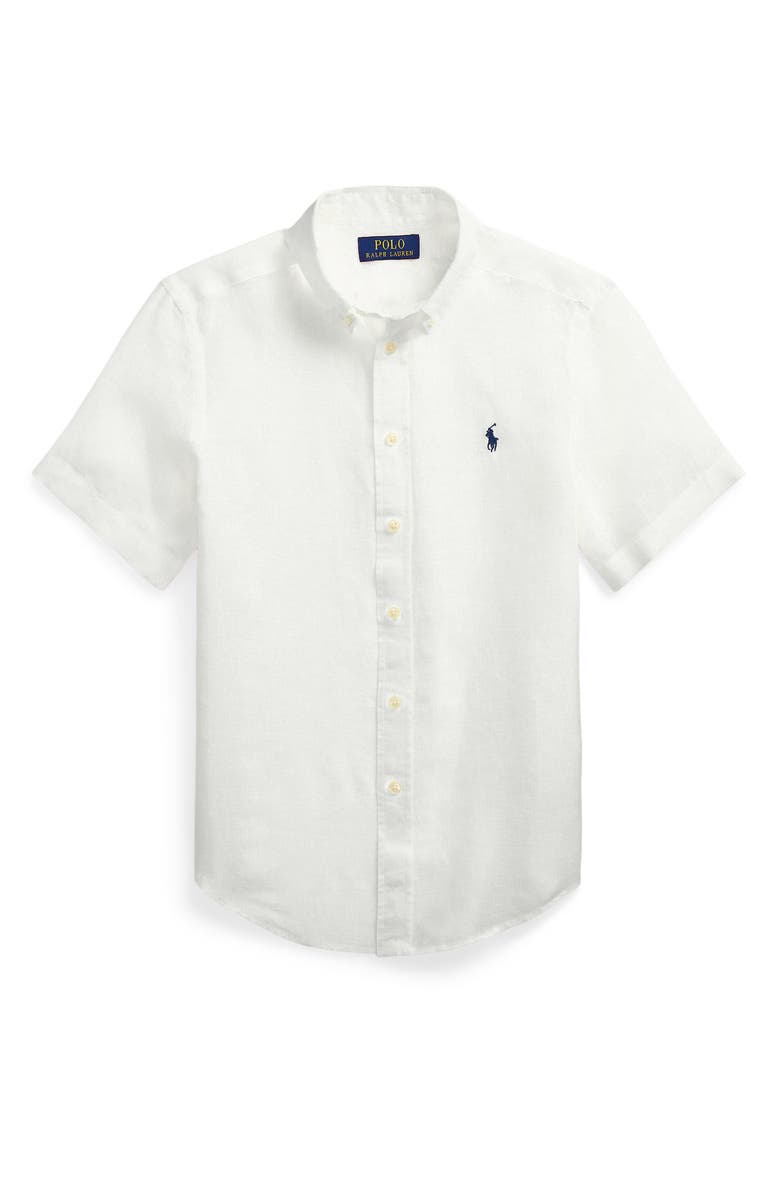 Polo Ralph Lauren Kids' Linen Button-Down Shirt, Main, color, White