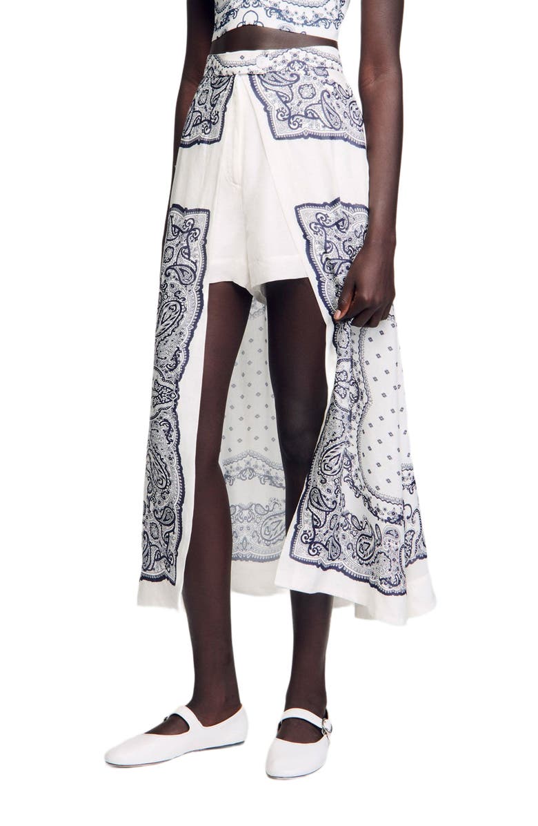 SANDRO Bandana-motif skirt shorts, Alternate, color, 