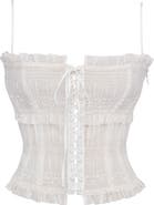 HOUSE OF CB Lula Shirred 
Smocked Sequin Lace-Up Corset Top