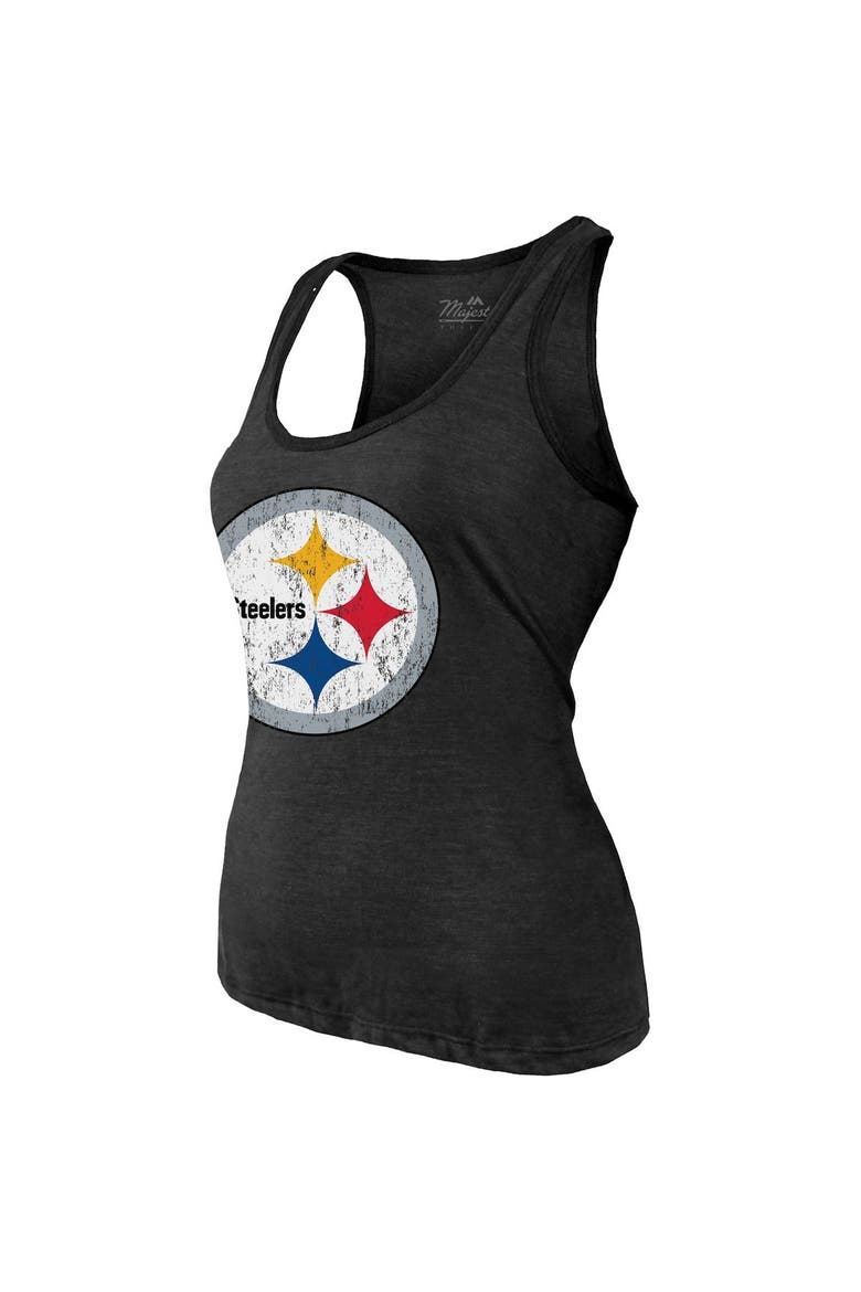 Women's Majestic Threads Najee Harris Black Pittsburgh Steelers Player Name & Number Tri-Blend Tank Top, Alternate, color, Black