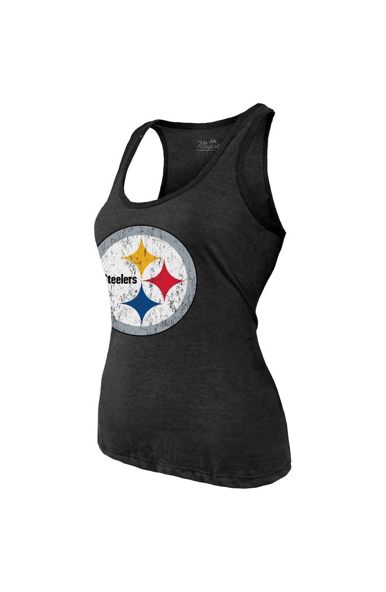 Majestic Threads Women's Majestic Threads Najee Harris Black Pittsburgh Steelers Player Name & Number Tri-Blend Tank Top, Alternate, color,