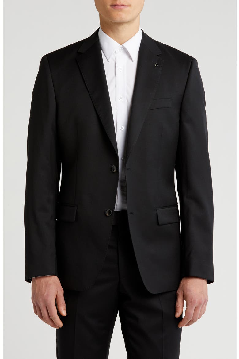 Notch Lapel Virgin Wool Sport Coat, Main, color, BLACK