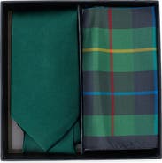 Brooks Brothers Solid Tie & Tartan Pocket Square Set