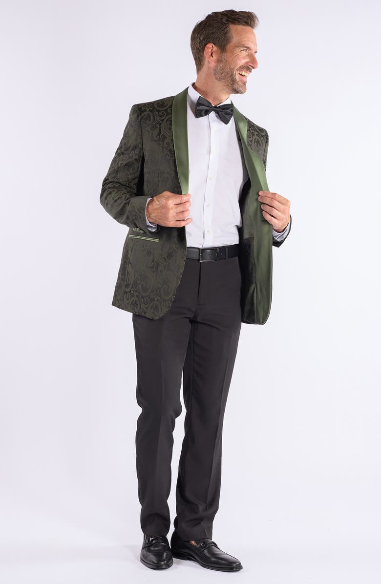 SAVILE ROW CO Paisley Jacquard Evening Jacket, Alternate, color, Olive